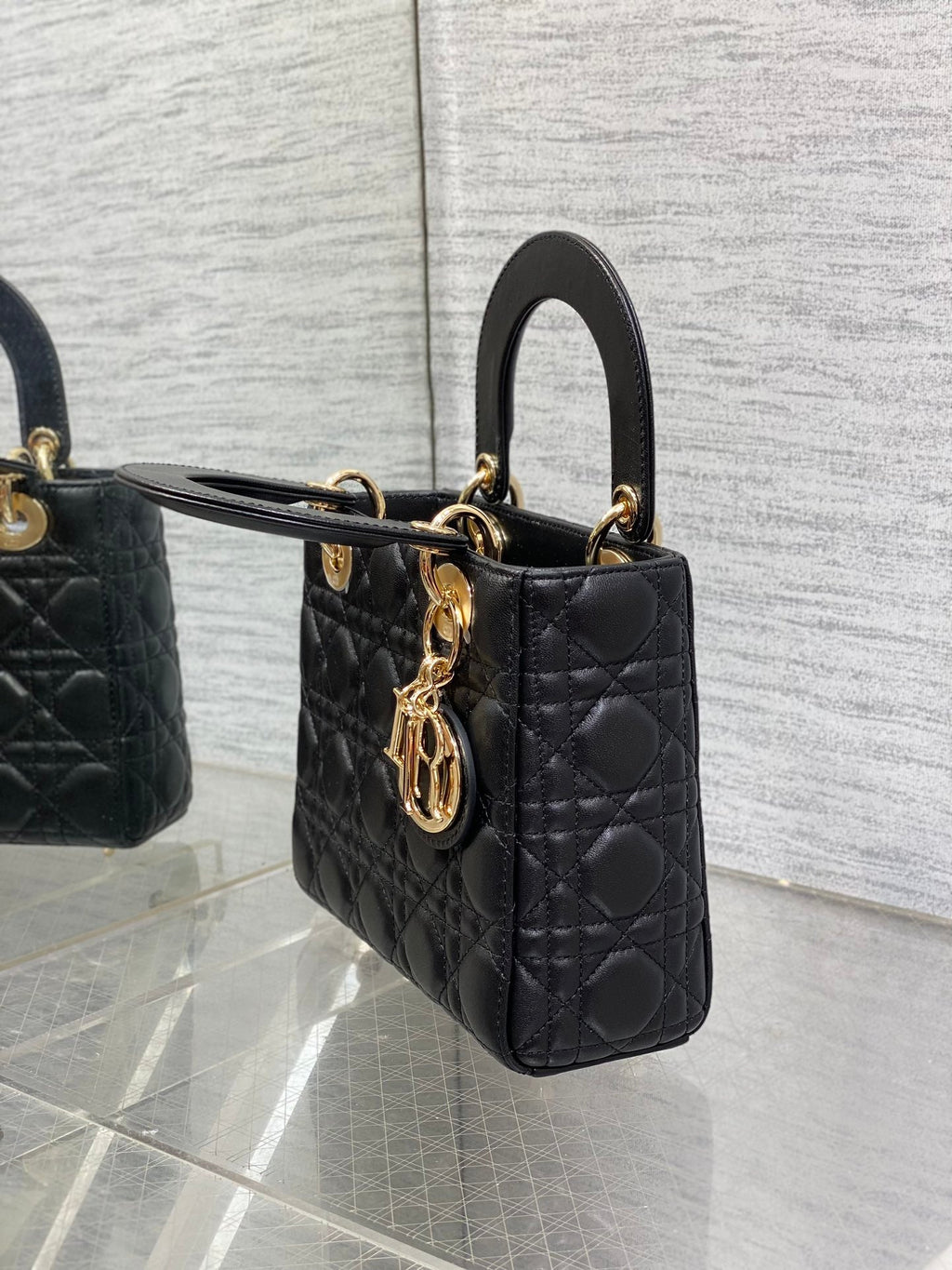 Small Lady Dior My ABCDior Bag M0538 Black Cannage Lambskin - Default Title - View 6