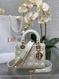 Small Lady Dior My ABCDior Bag M0538 White Cannage Lambskin - Default Title - View 1