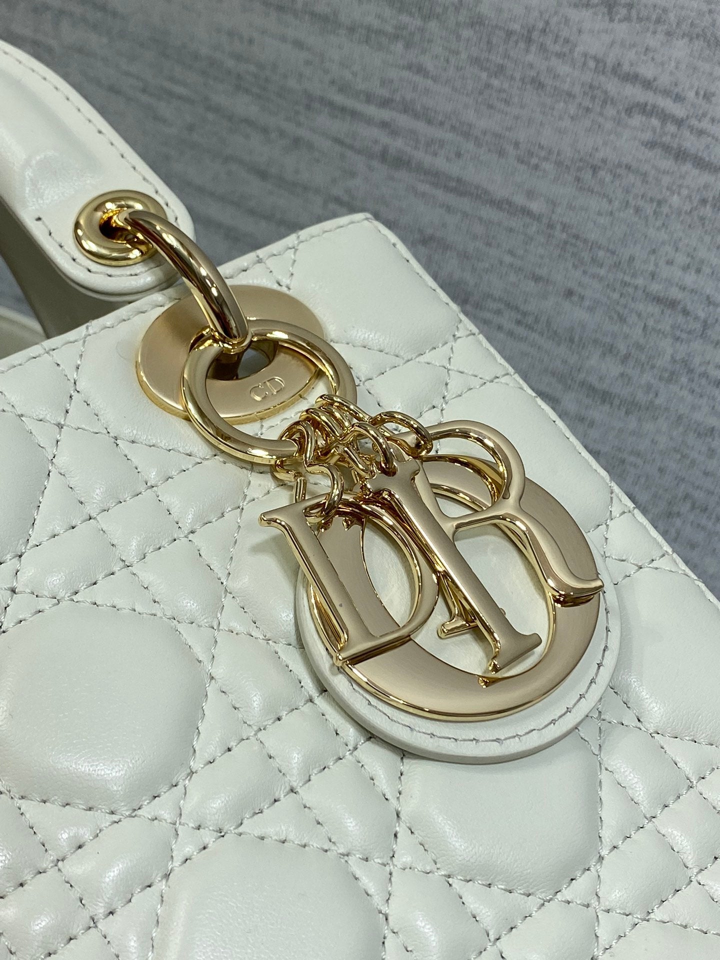 Small Lady Dior My ABCDior Bag M0538 White Cannage Lambskin - Default Title - View 4