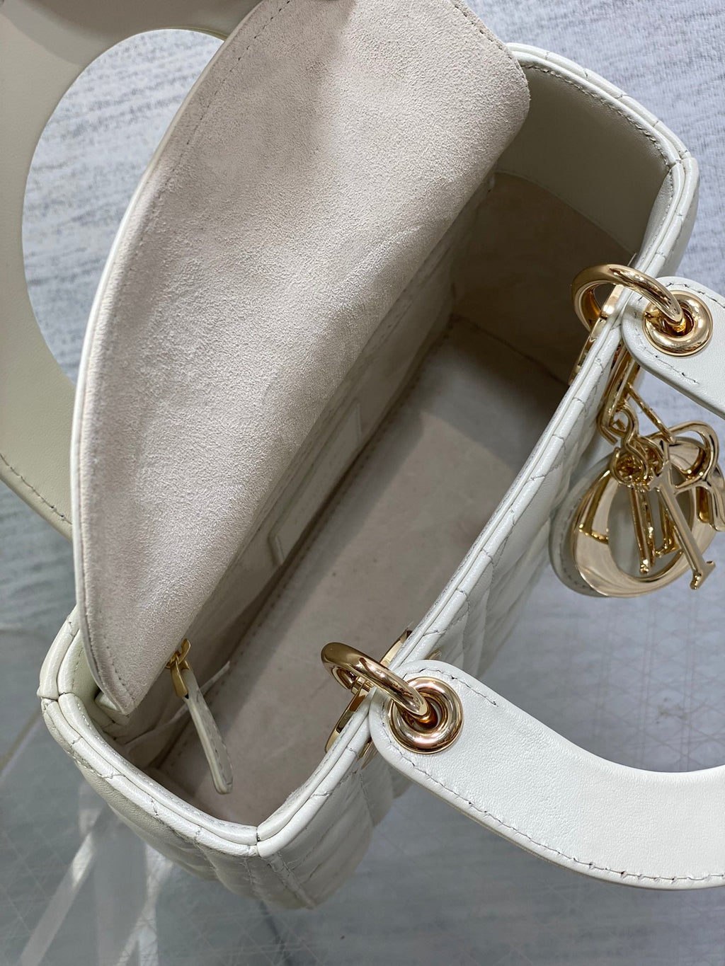 Small Lady Dior My ABCDior Bag M0538 White Cannage Lambskin - Default Title - View 8