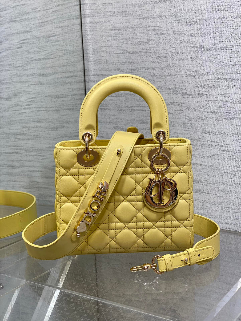 Small Lady Dior My ABCDior Bag M0538 Yellow Cannage Lambskin - Default Title - View 2