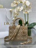 Small Lady Dior My ABCDior Bag M0538 Dark Beige Cannage Lambskin - Default Title - View 1
