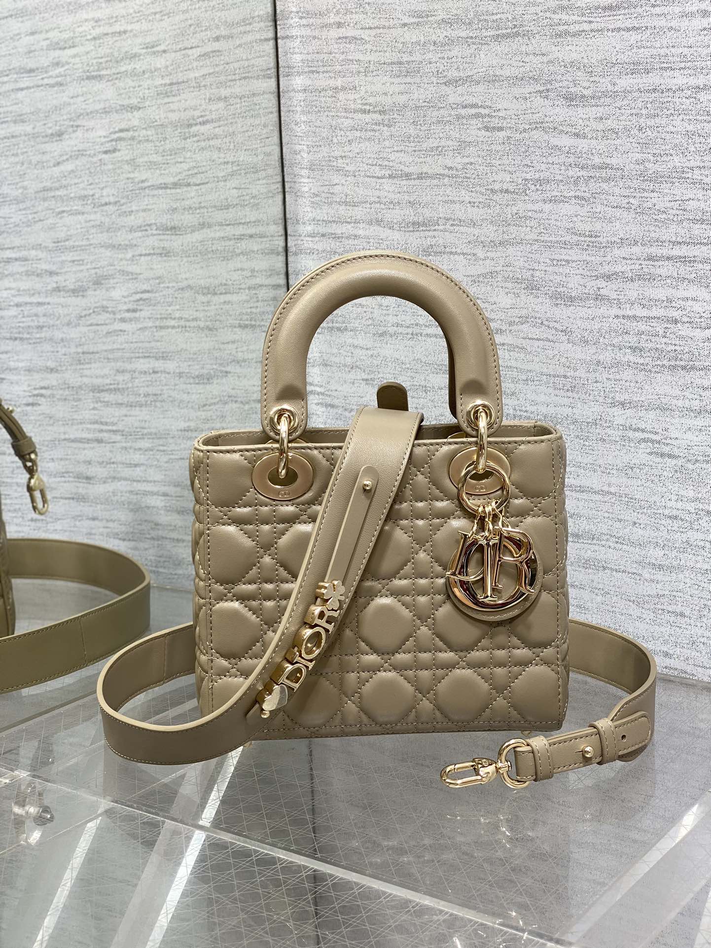 Small Lady Dior My ABCDior Bag M0538 Dark Beige Cannage Lambskin - Default Title - View 2