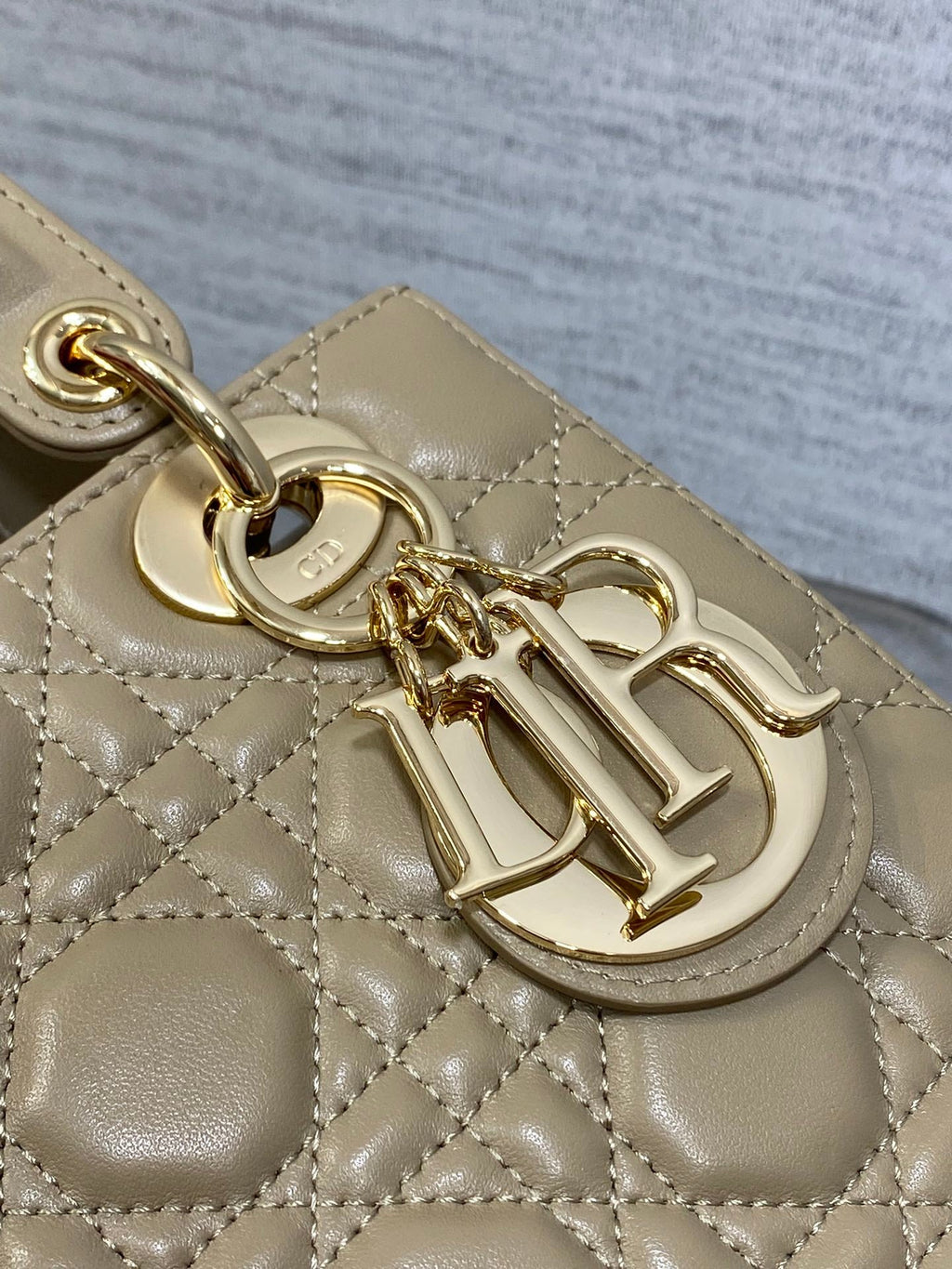 Small Lady Dior My ABCDior Bag M0538 Dark Beige Cannage Lambskin - Default Title - View 4