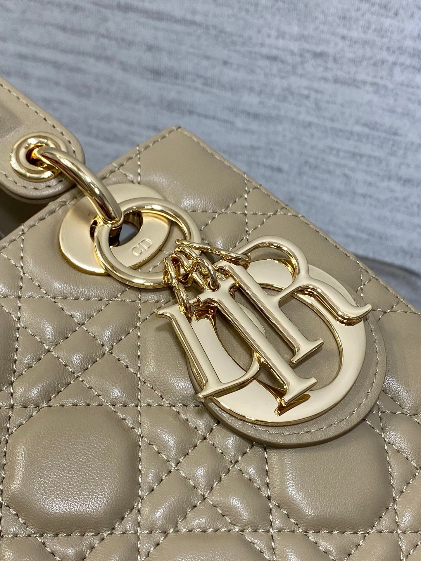 Small Lady Dior My ABCDior Bag M0538 Dark Beige Cannage Lambskin - Default Title - View 4
