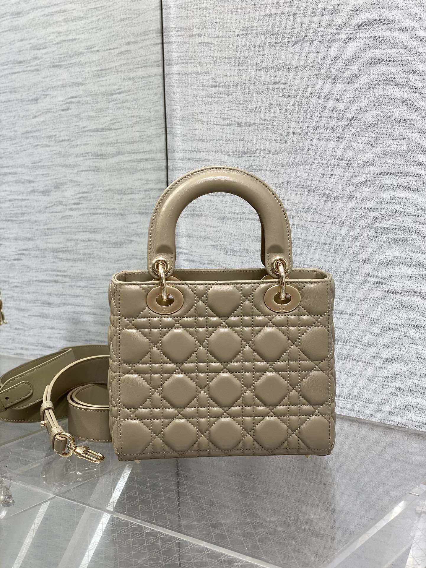 Small Lady Dior My ABCDior Bag M0538 Dark Beige Cannage Lambskin - Default Title - View 5