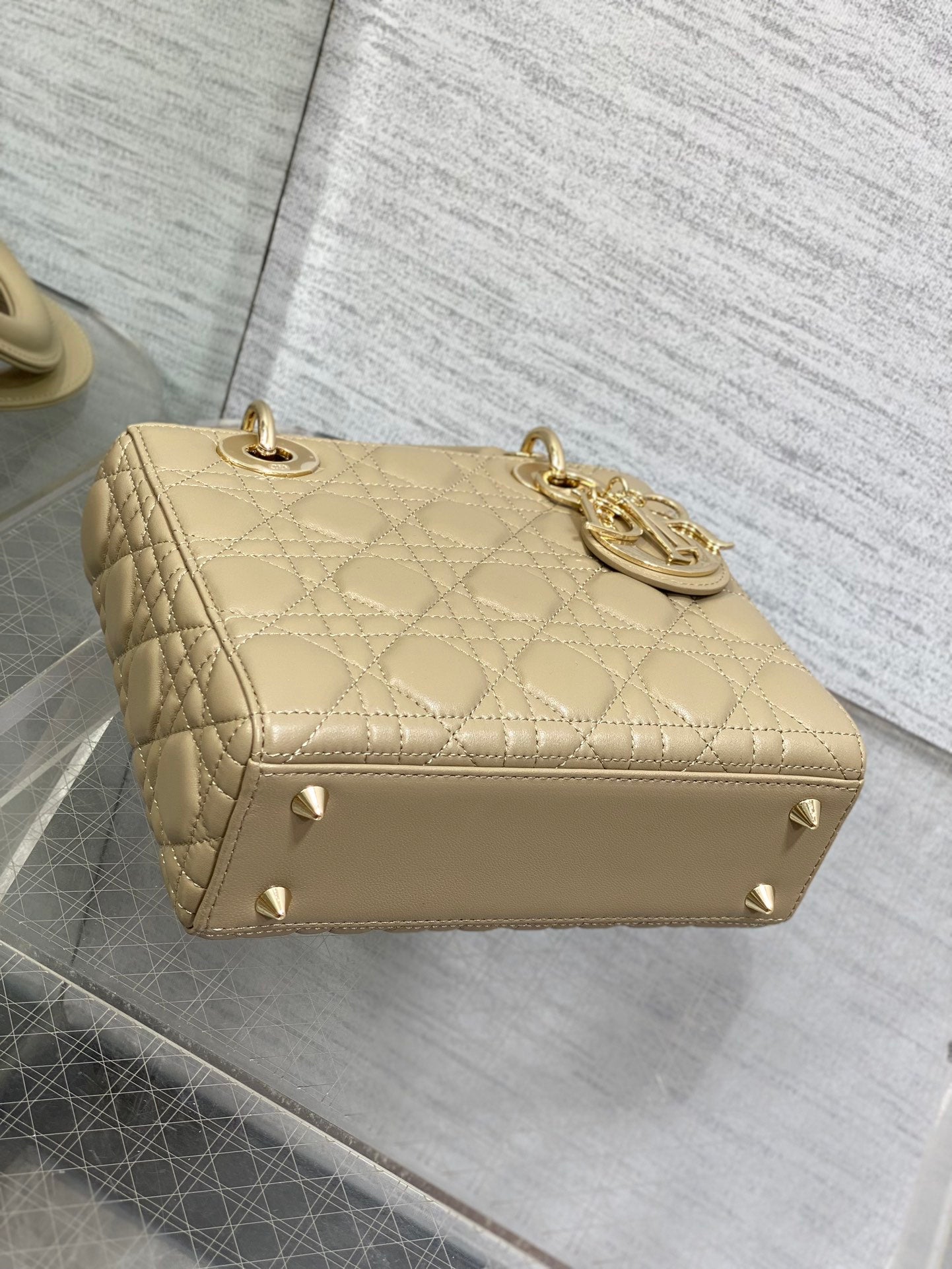 Small Lady Dior My ABCDior Bag M0538 Dark Beige Cannage Lambskin - Default Title - View 7