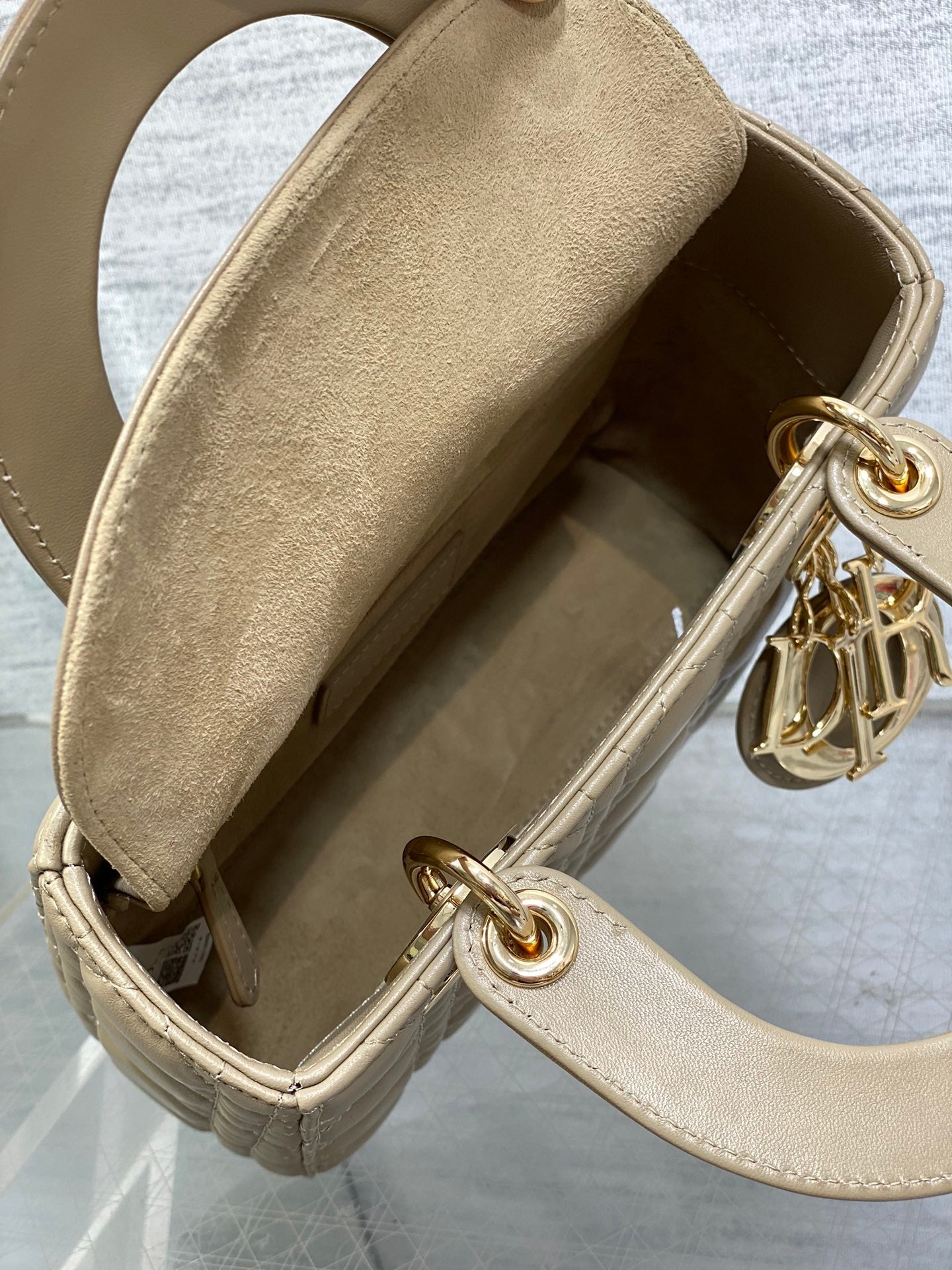 Small Lady Dior My ABCDior Bag M0538 Dark Beige Cannage Lambskin - Default Title - View 8