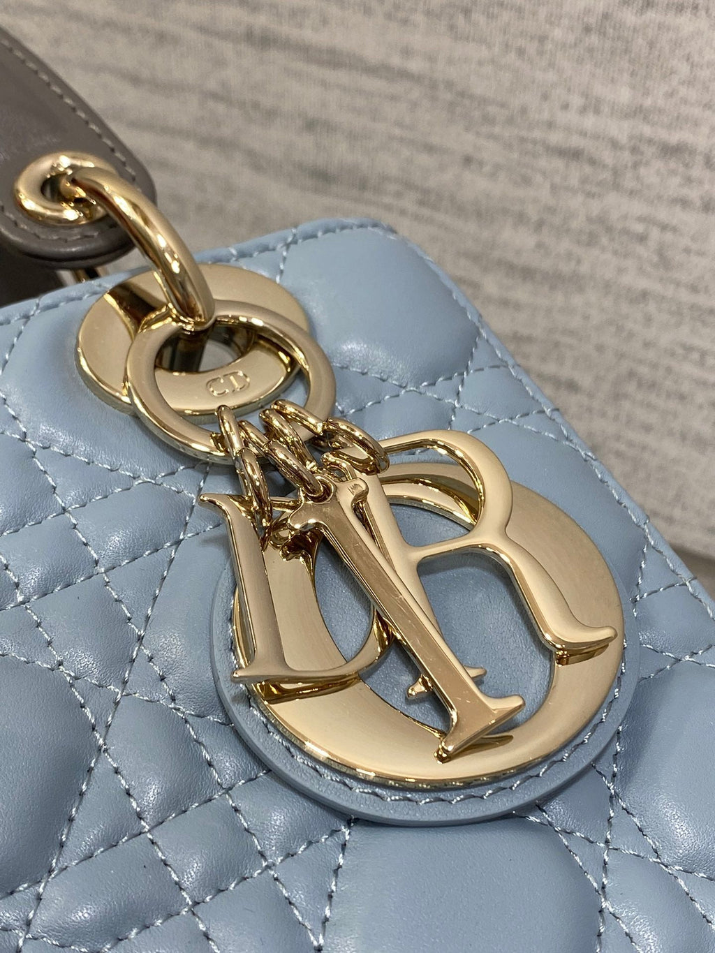 Small Lady Dior My ABCDior Bag M0538 Blue Gray Cannage Lambskin - Default Title - View 4