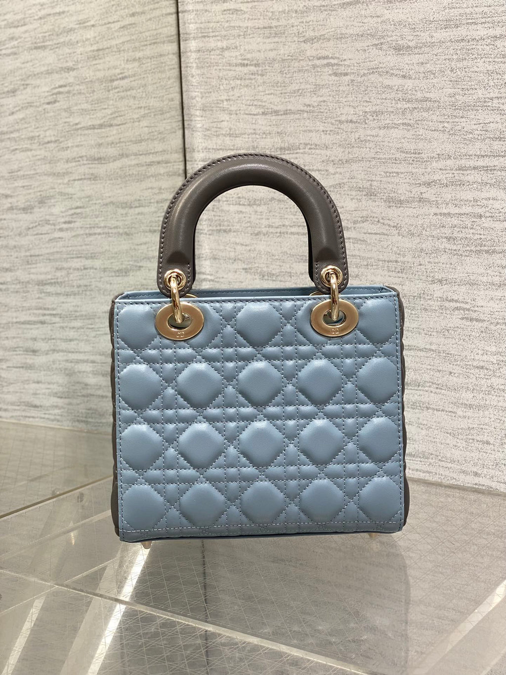 Small Lady Dior My ABCDior Bag M0538 Blue Gray Cannage Lambskin - Default Title - View 6