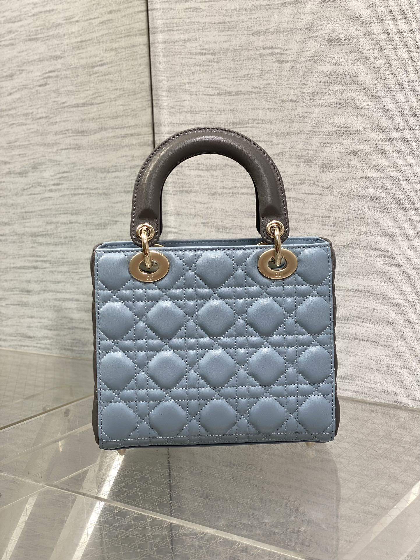 Small Lady Dior My ABCDior Bag M0538 Blue Gray Cannage Lambskin - Default Title - View 6
