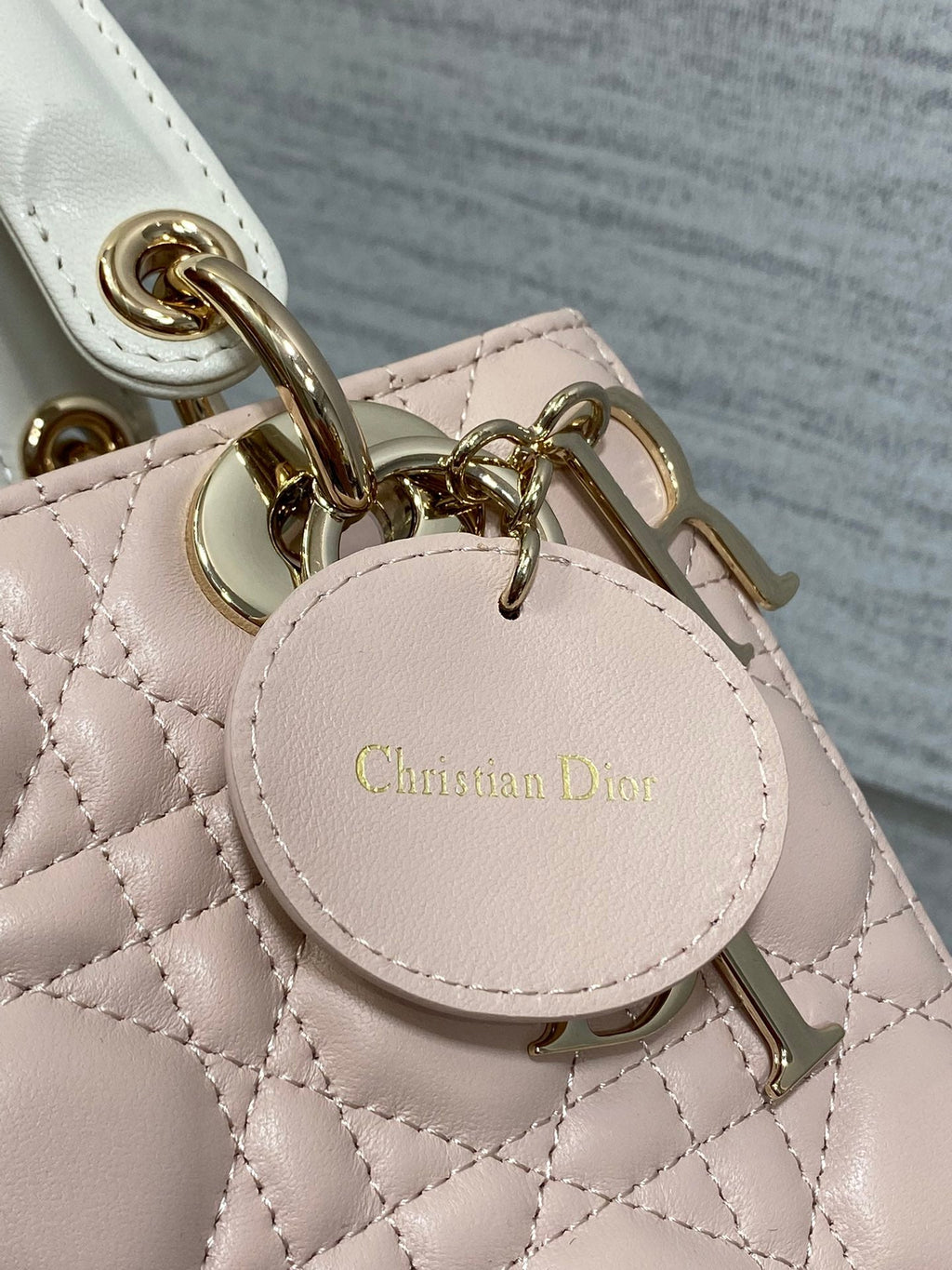 Small Lady Dior My ABCDior Bag M0538 Pink White Cannage Lambskin - Default Title - View 5