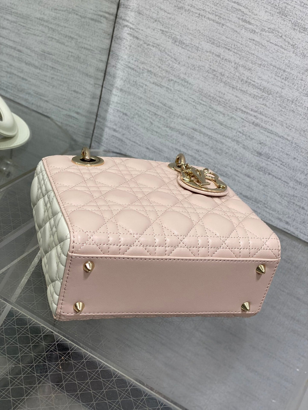 Small Lady Dior My ABCDior Bag M0538 Pink White Cannage Lambskin - Default Title - View 8