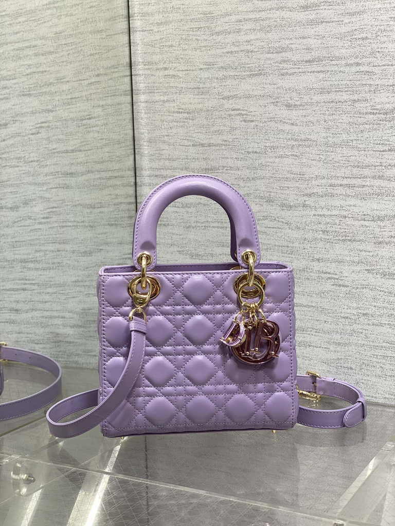 Small Lady Dior My ABCDior Bag M0538 Purple Cannage Lambskin - Default Title - View 2