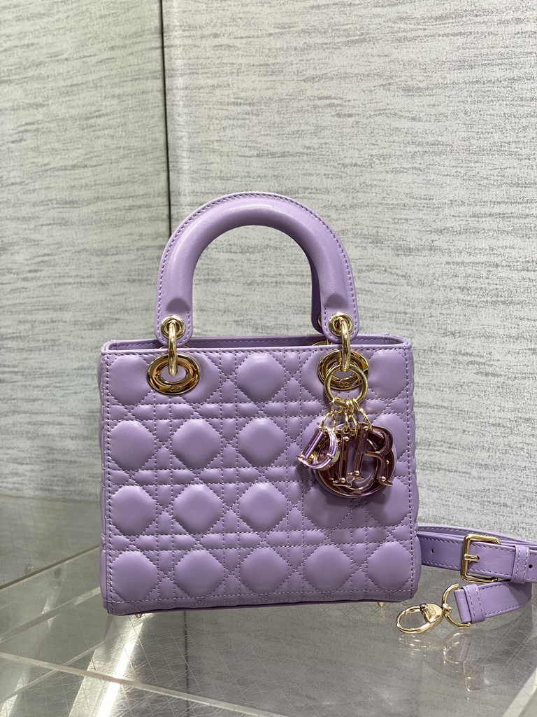 Small Lady Dior My ABCDior Bag M0538 Purple Cannage Lambskin - Default Title - View 3