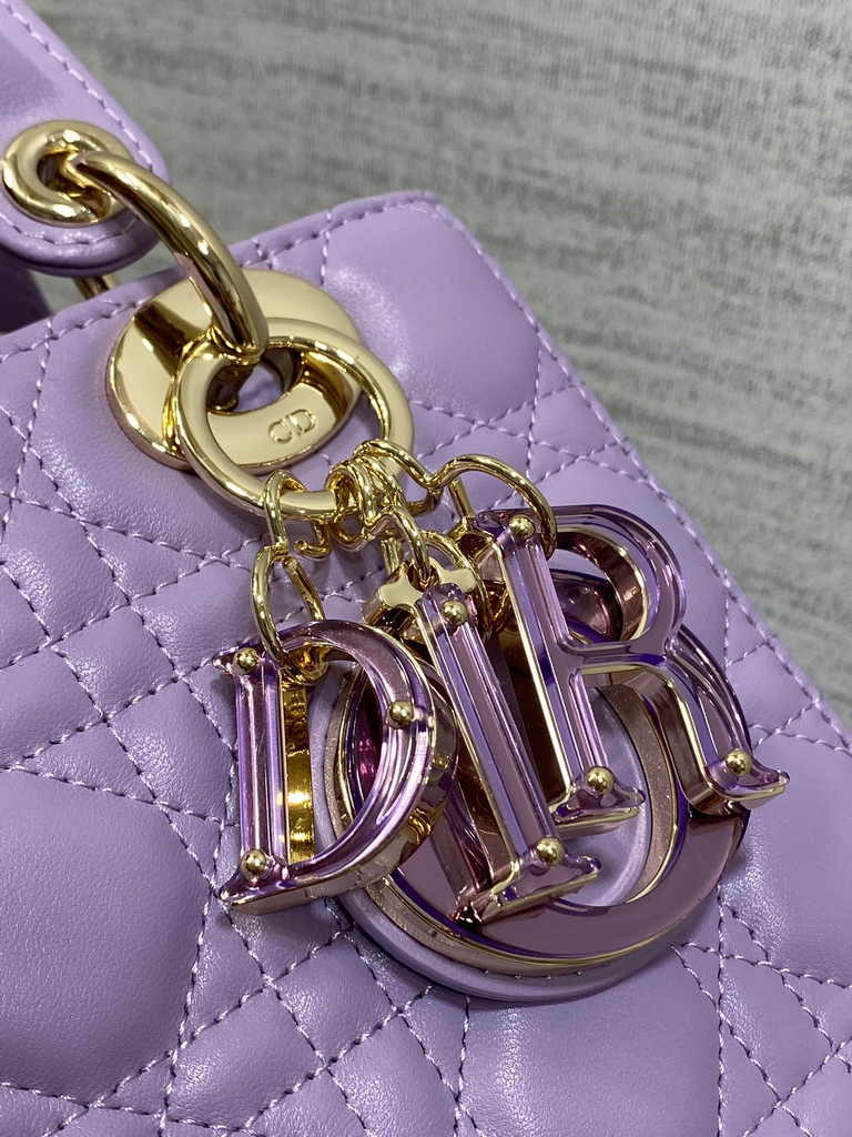 Small Lady Dior My ABCDior Bag M0538 Purple Cannage Lambskin - Default Title - View 4