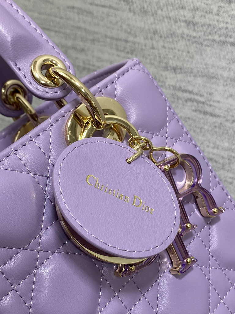 Small Lady Dior My ABCDior Bag M0538 Purple Cannage Lambskin - Default Title - View 5