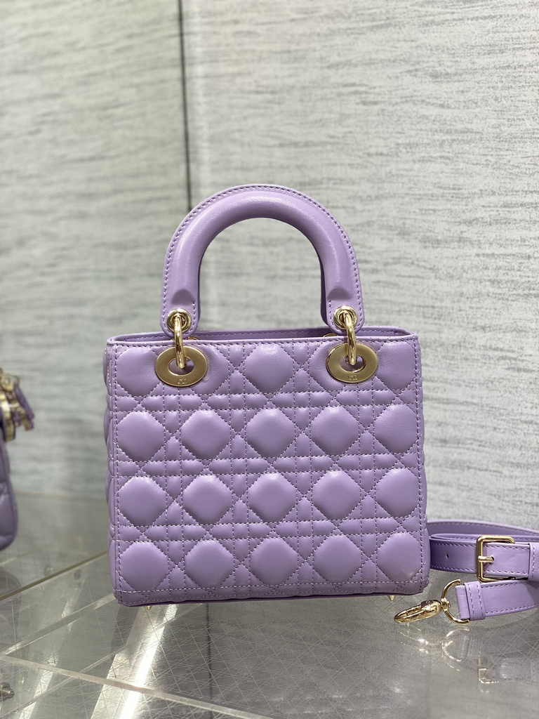 Small Lady Dior My ABCDior Bag M0538 Purple Cannage Lambskin - Default Title - View 6