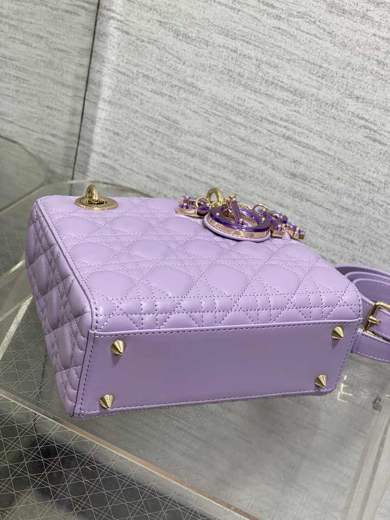 Small Lady Dior My ABCDior Bag M0538 Purple Cannage Lambskin - Default Title - View 8