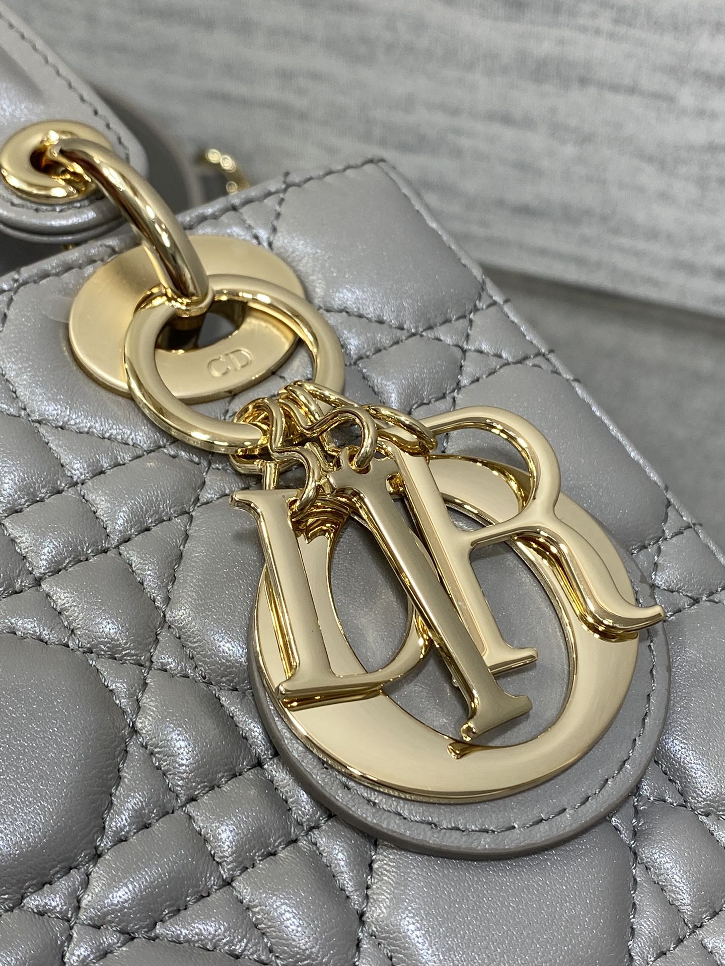 Small Lady Dior My ABCDior Bag M0538 Gray Cannage Lambskin - Default Title - View 4