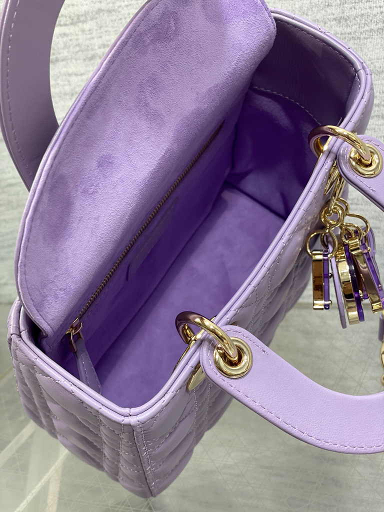 Small Lady Dior My ABCDior Bag M0538 Purple Cannage Lambskin - Default Title - View 9