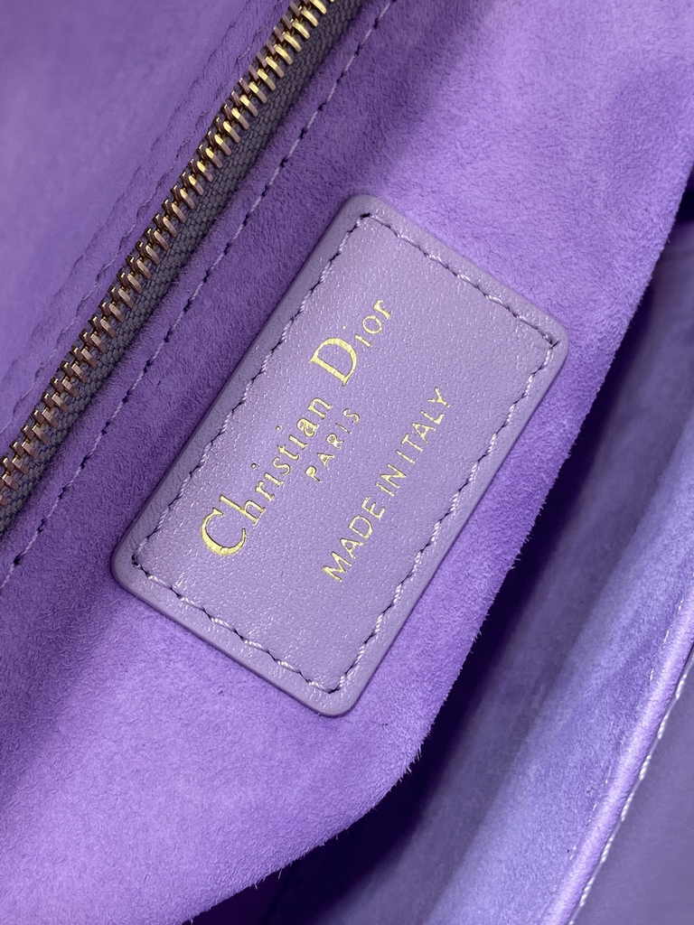 Small Lady Dior My ABCDior Bag M0538 Purple Cannage Lambskin - Default Title - View 10