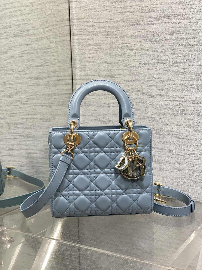 Small Lady Dior My ABCDior Bag M0538 Blue Cannage Lambskin - Default Title - View 2