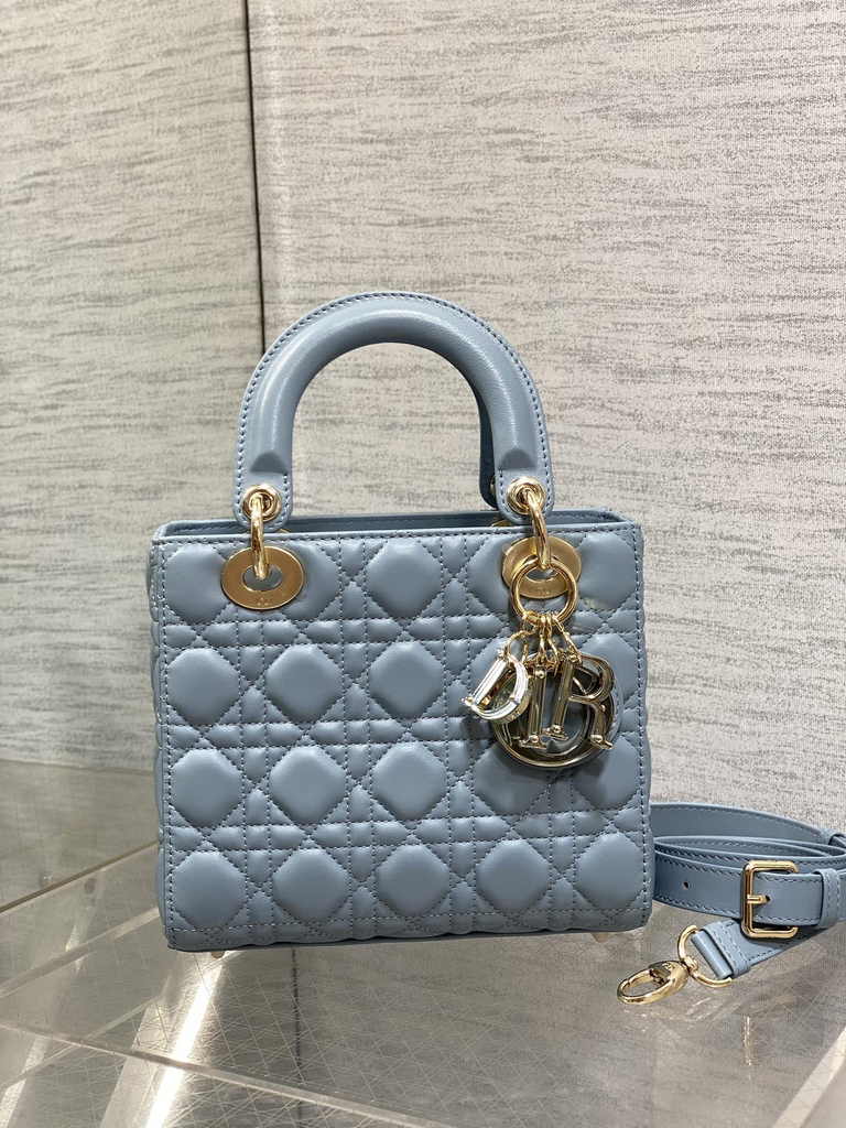 Small Lady Dior My ABCDior Bag M0538 Blue Cannage Lambskin - Default Title - View 3