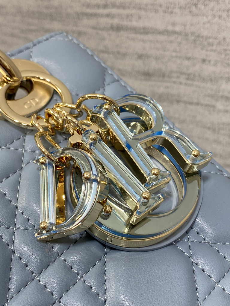 Small Lady Dior My ABCDior Bag M0538 Blue Cannage Lambskin - Default Title - View 4