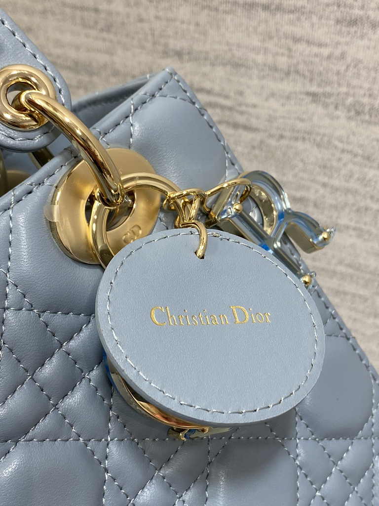 Small Lady Dior My ABCDior Bag M0538 Blue Cannage Lambskin - Default Title - View 5