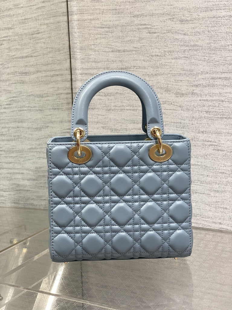 Small Lady Dior My ABCDior Bag M0538 Blue Cannage Lambskin - Default Title - View 6