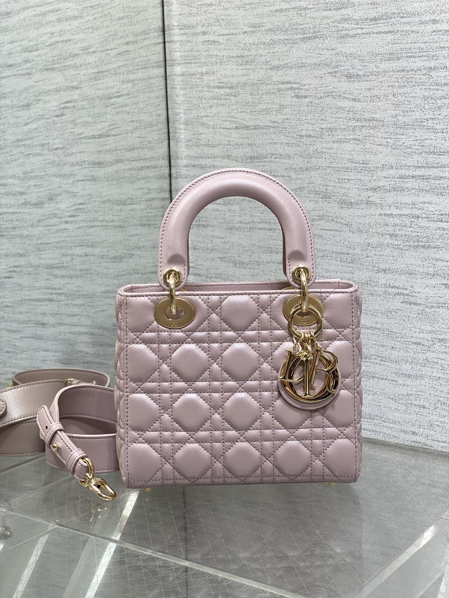 Small Lady Dior My ABCDior Bag M0538 Pink Cannage Lambskin - Default Title - View 3