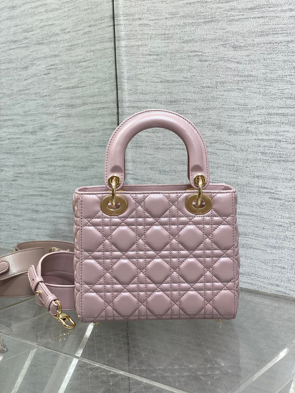 Small Lady Dior My ABCDior Bag M0538 Pink Cannage Lambskin - Default Title - View 5
