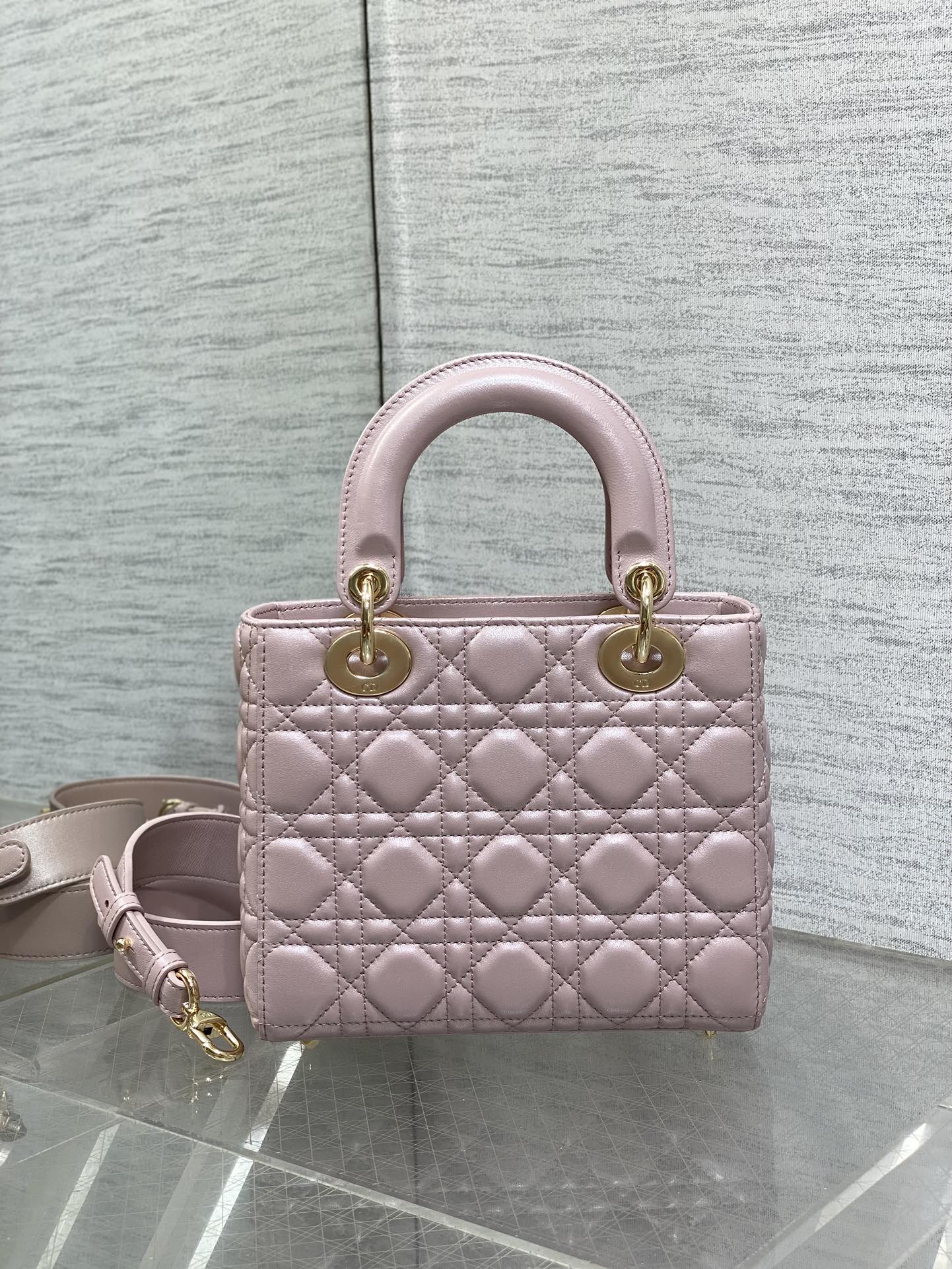 Small Lady Dior My ABCDior Bag M0538 Pink Cannage Lambskin - Default Title - View 5