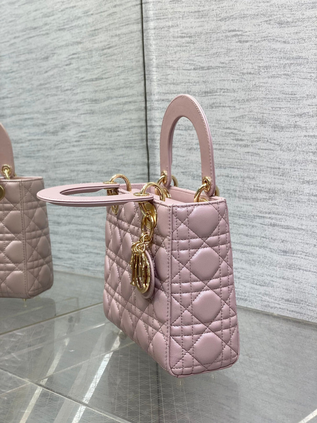 Small Lady Dior My ABCDior Bag M0538 Pink Cannage Lambskin - Default Title - View 6