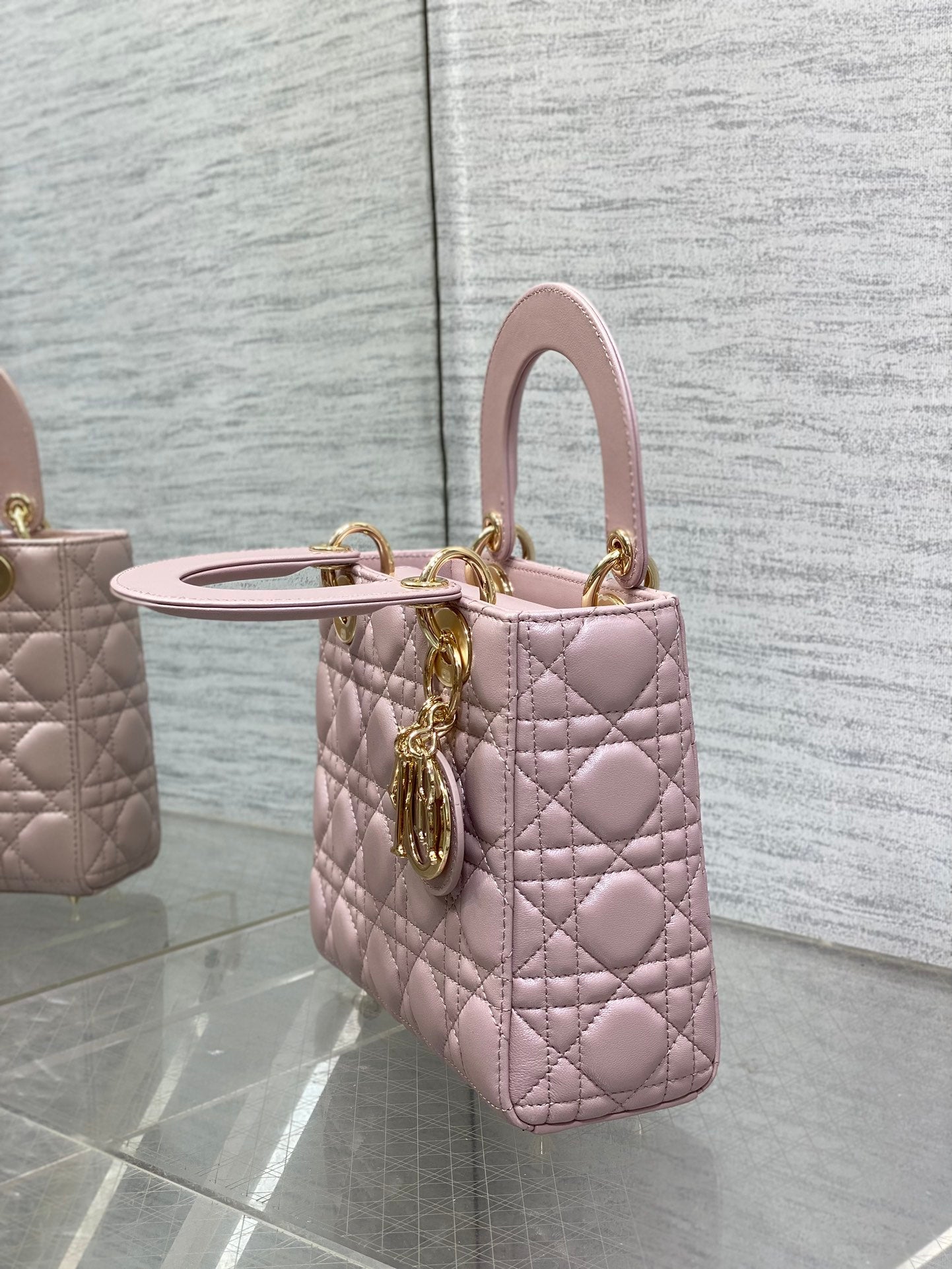 Small Lady Dior My ABCDior Bag M0538 Pink Cannage Lambskin - Default Title - View 6