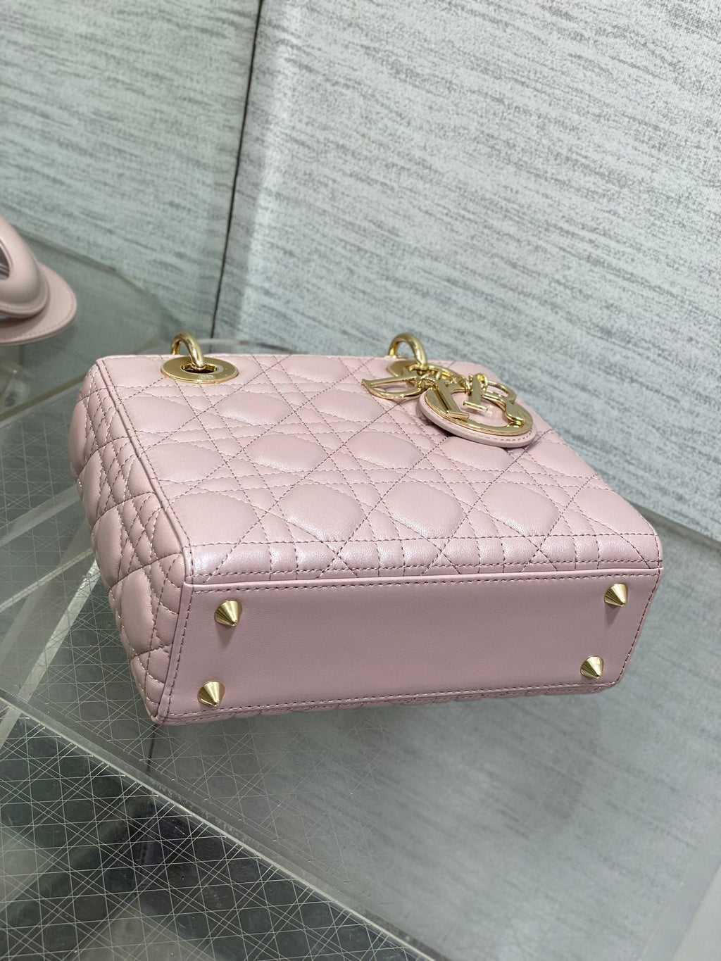 Small Lady Dior My ABCDior Bag M0538 Pink Cannage Lambskin - Default Title - View 7