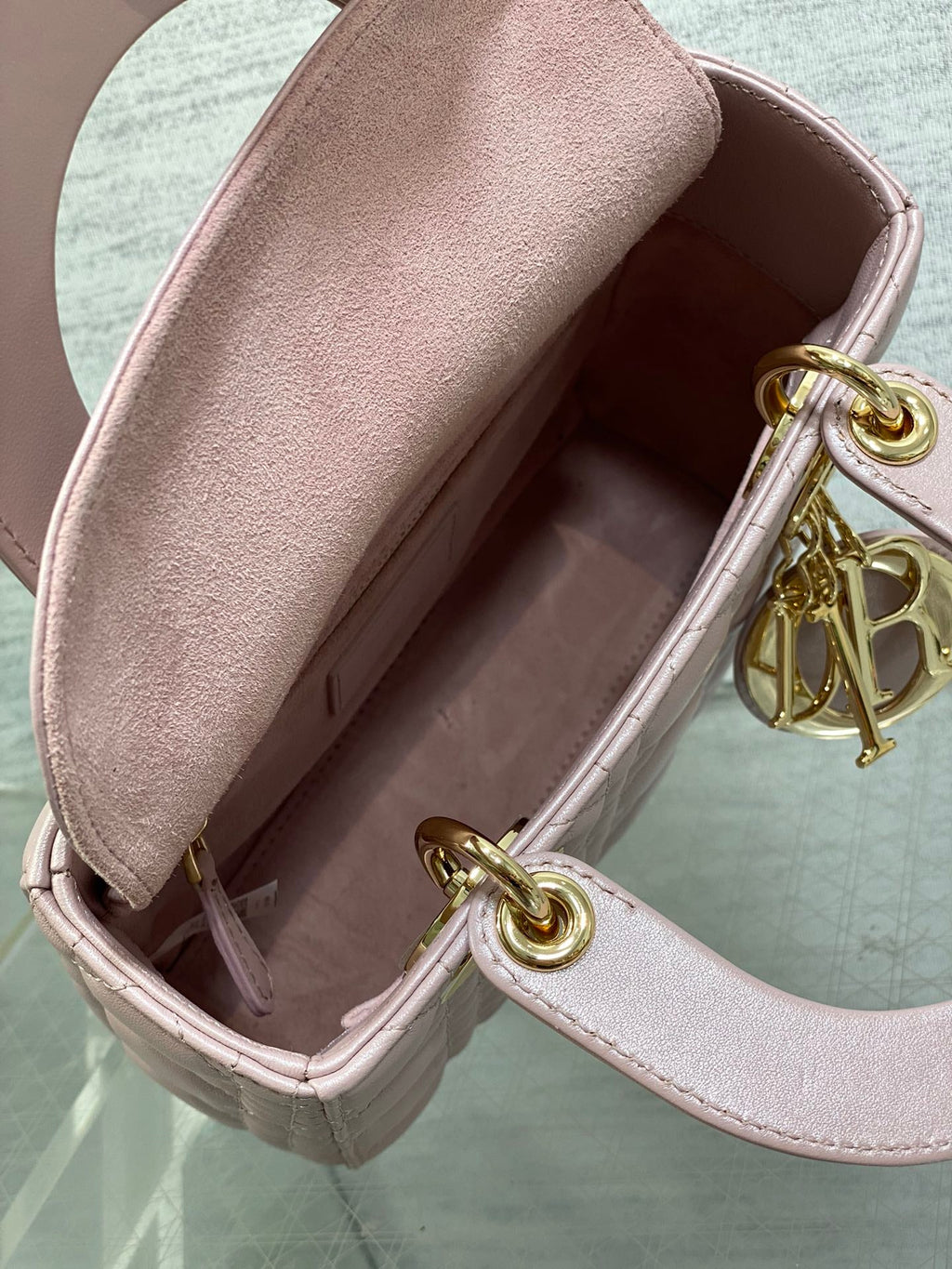 Small Lady Dior My ABCDior Bag M0538 Pink Cannage Lambskin - Default Title - View 8