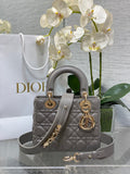 Small Lady Dior My ABCDior Bag M0538 Dark Gray Cannage Lambskin - Default Title - View 1