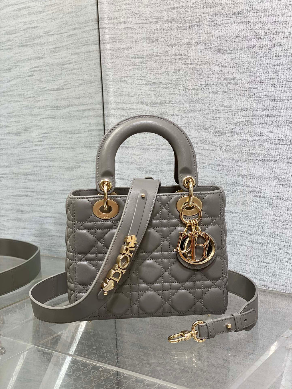 Small Lady Dior My ABCDior Bag M0538 Dark Gray Cannage Lambskin - Default Title - View 2