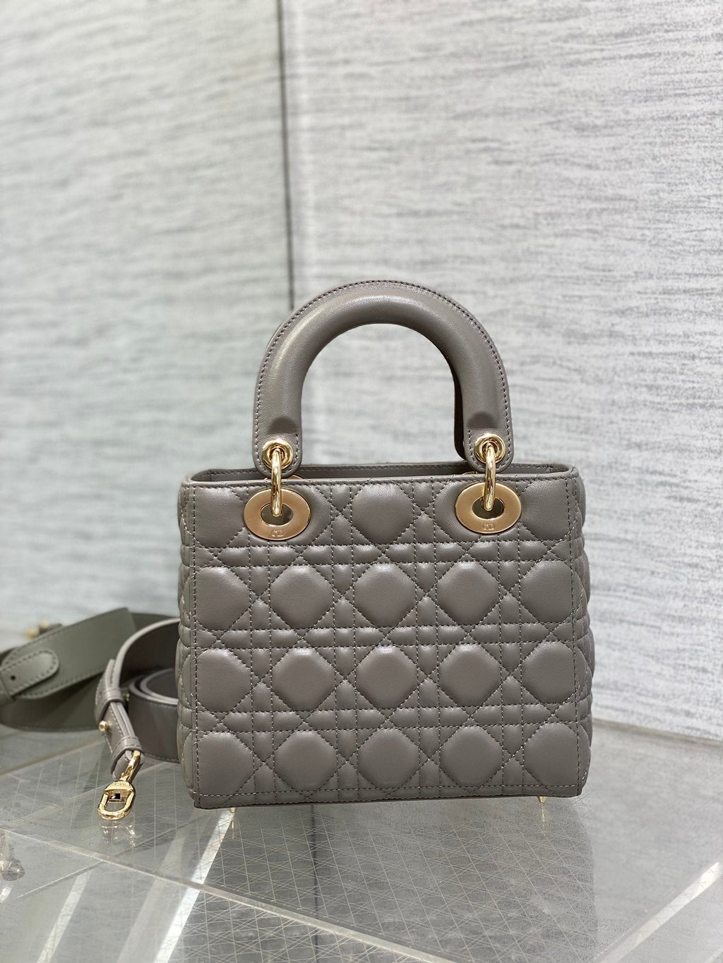 Small Lady Dior My ABCDior Bag M0538 Dark Gray Cannage Lambskin - Default Title - View 5