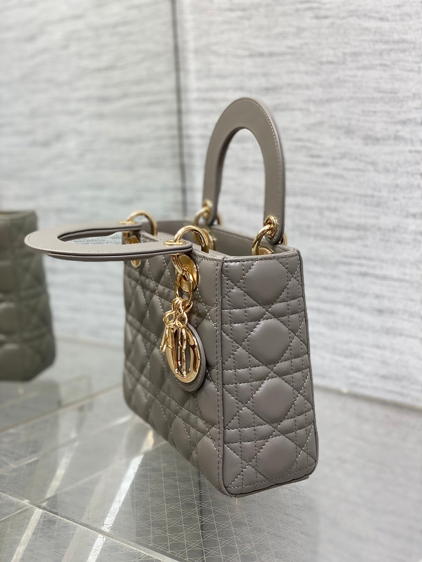 Small Lady Dior My ABCDior Bag M0538 Dark Gray Cannage Lambskin - Default Title - View 6