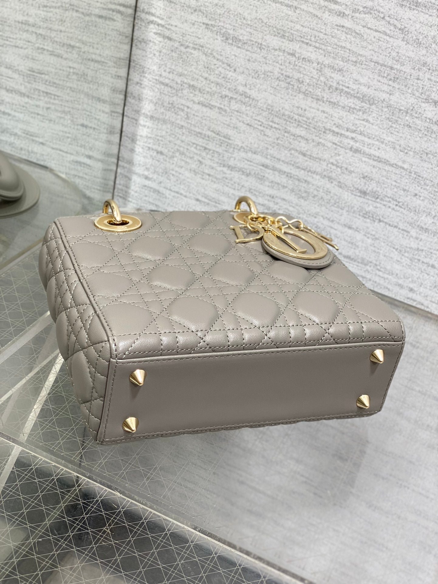 Small Lady Dior My ABCDior Bag M0538 Dark Gray Cannage Lambskin - Default Title - View 7