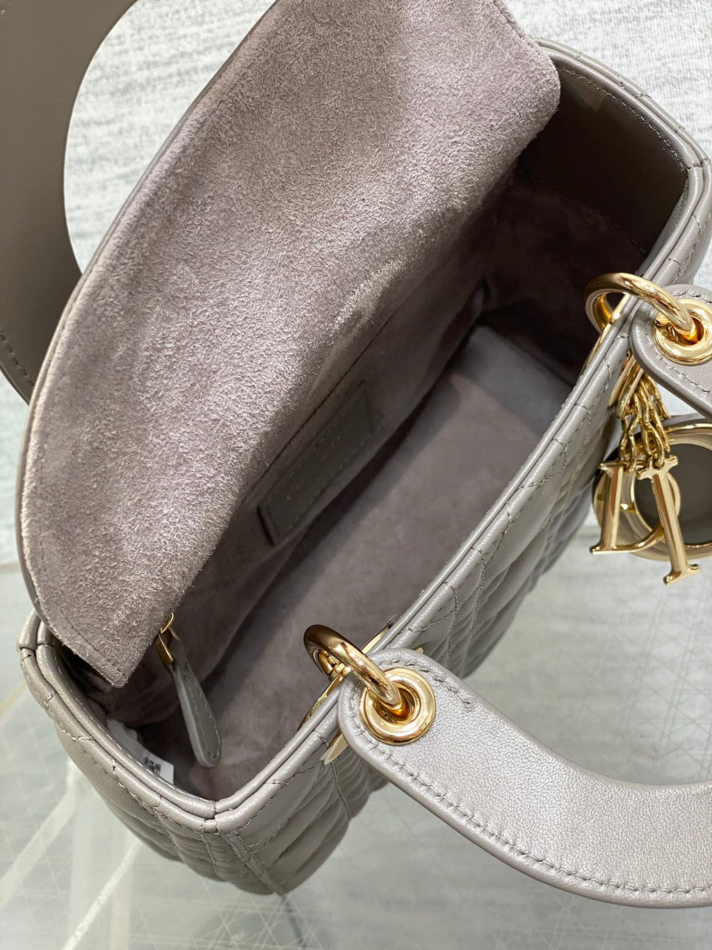 Small Lady Dior My ABCDior Bag M0538 Dark Gray Cannage Lambskin - Default Title - View 8
