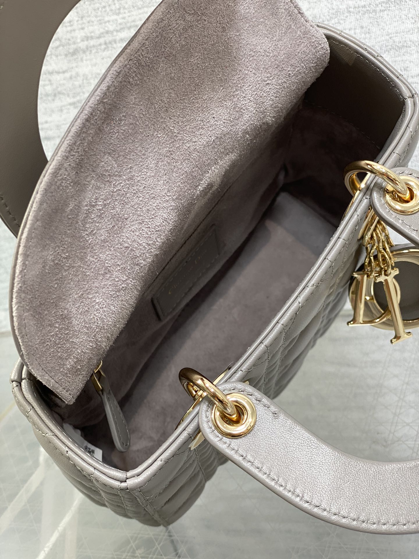 Small Lady Dior My ABCDior Bag M0538 Dark Gray Cannage Lambskin - Default Title - View 8