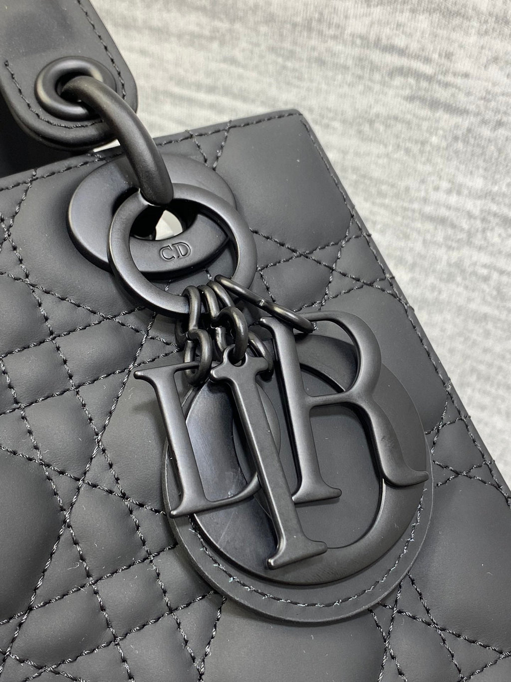 Small Lady Dior My ABCDior Bag M0538 Black Ultramatte Cannage Calfskin - Default Title - View 4