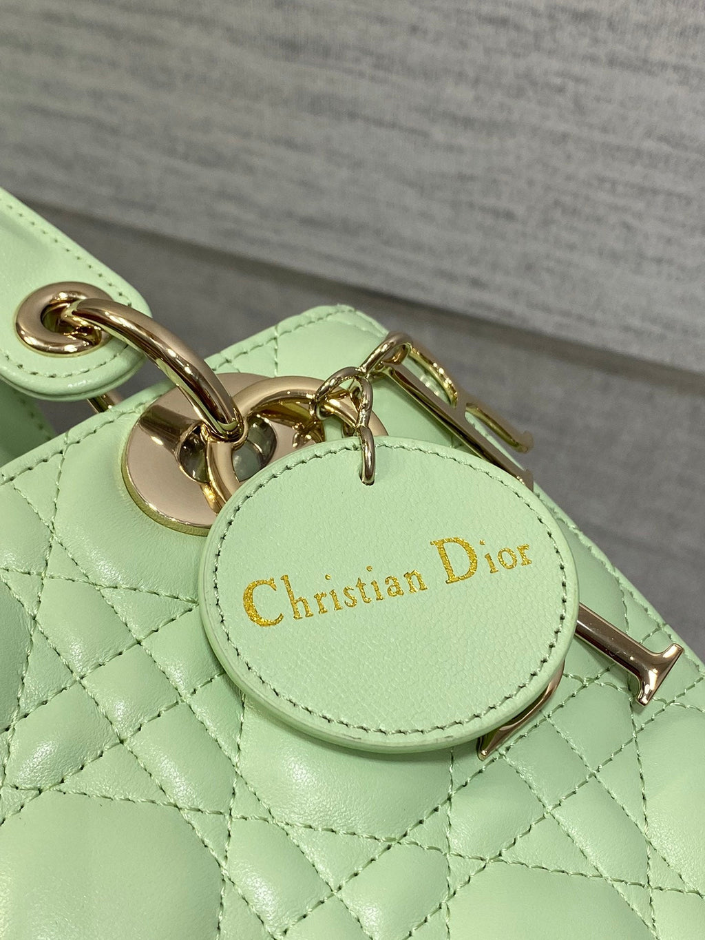 Small Lady Dior My ABCDior Bag M0538 Light Green Cannage Lambskin - Default Title - View 5