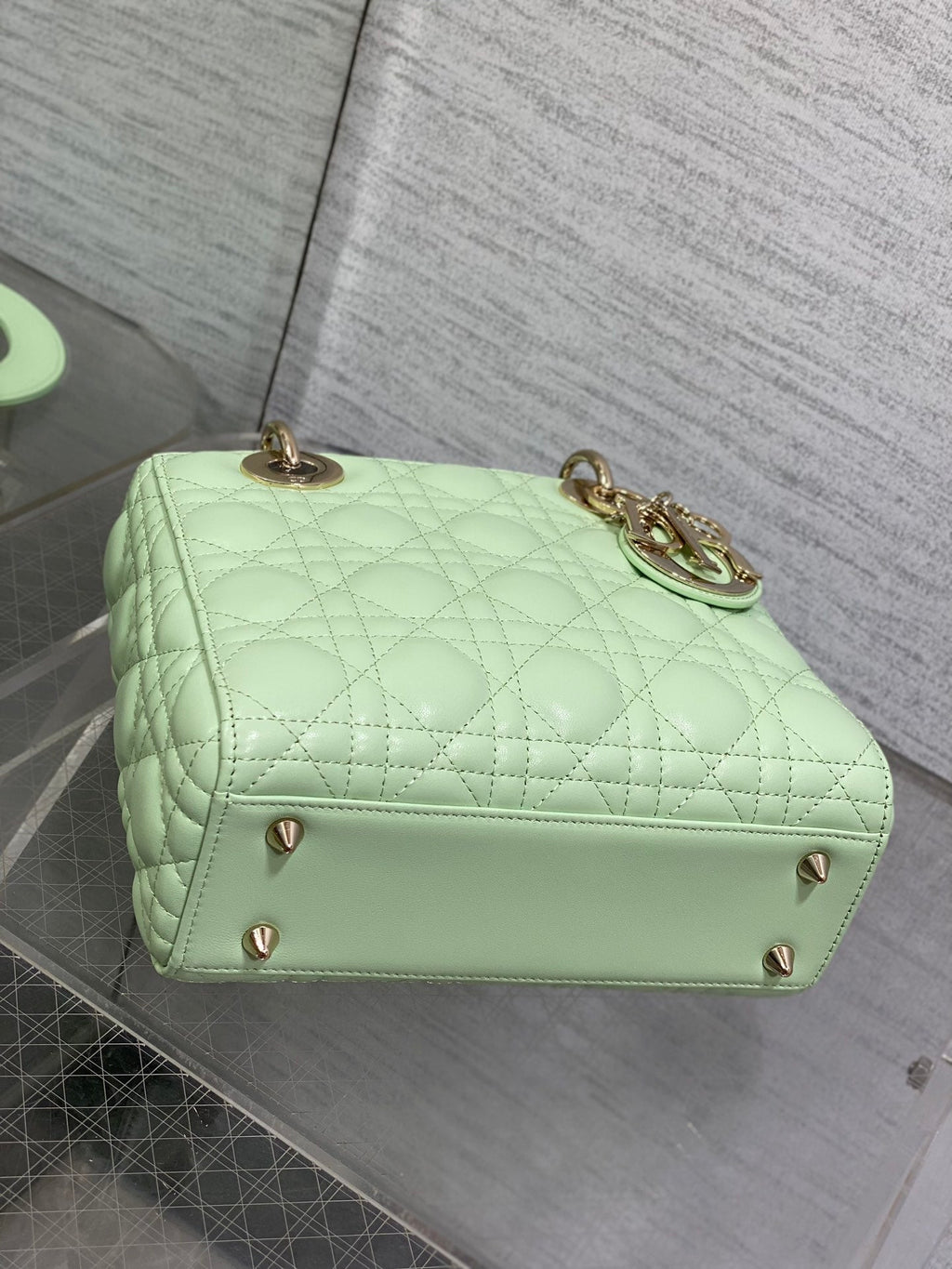 Small Lady Dior My ABCDior Bag M0538 Light Green Cannage Lambskin - Default Title - View 8