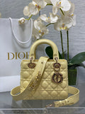 Small Lady Dior My ABCDior Bag M0538 Light Yellow Cannage Lambskin - Default Title - View 1
