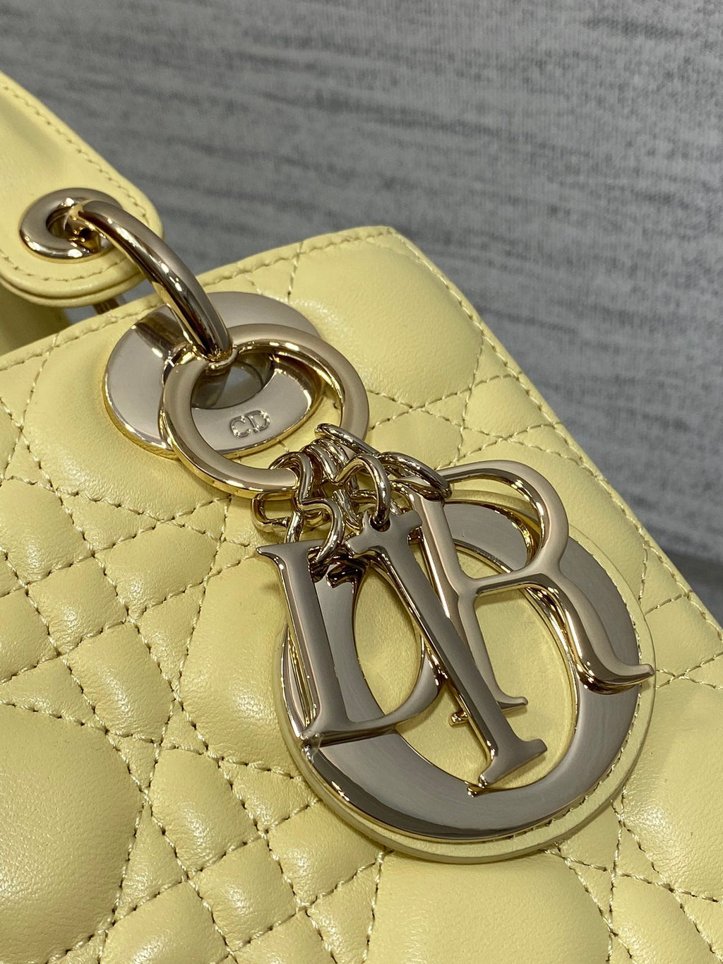 Small Lady Dior My ABCDior Bag M0538 Light Yellow Cannage Lambskin - Default Title - View 4